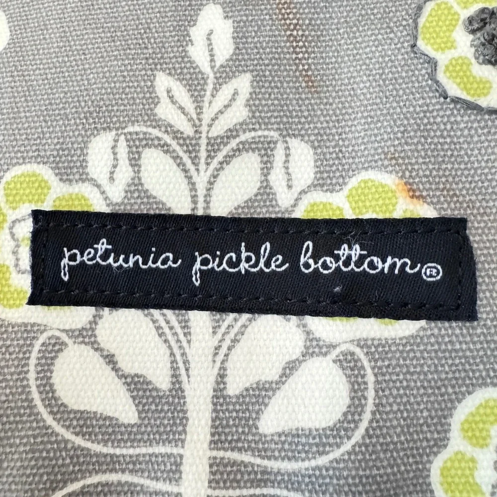 Petunia Pickle Bottom Boxy Backpack Diaper Bag Grey Lime Green Floral Glazed